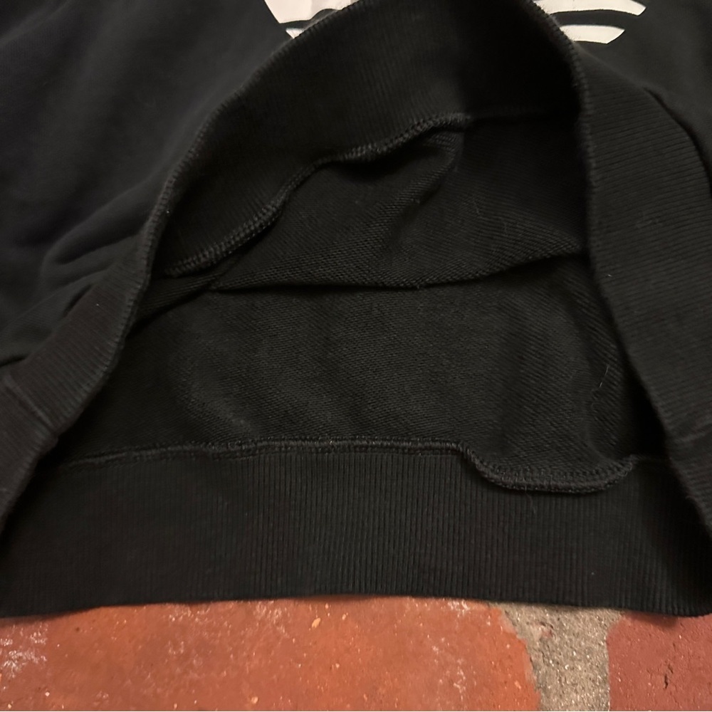 Adidas Trefoil Logo Cropped Hoodie Black White Womens Small Long Sleeve Cotton - Picture 5 of 16